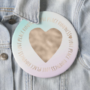 Goldene Kindheit Liebe Frieden Herz Aqua Rosa Gefä Button
