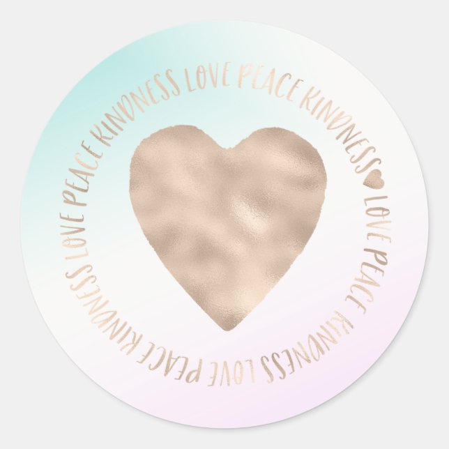 Goldene Kindheit Liebe Frieden Herz Aqua Rosa Gefä Runder Aufkleber (Vorderseite)