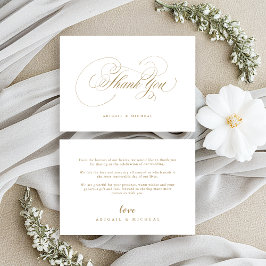 Goldene klassische Kalligrafie-Hochzeit Dankeskarte