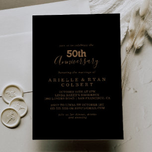 Goldene klassische minimale 50. Hochzeitstag Einladung