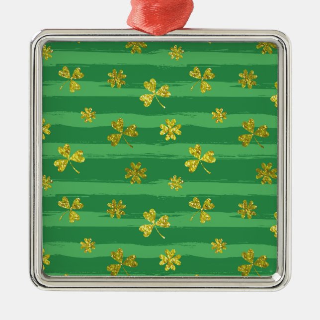 Goldene Kleeblätter Silbernes Ornament (Vorne)