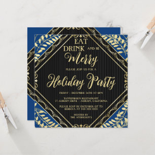 Goldene Kleider und Blauer Feiertag Einladung