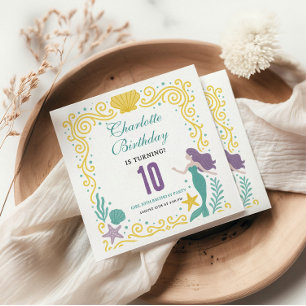 Goldene kleine Meerjungfrau 10. Geburtstag Unter Serviette