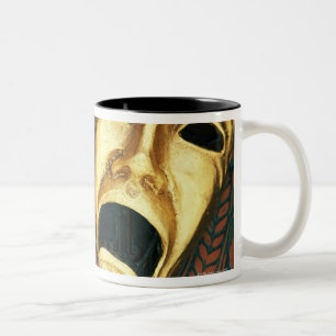 Goldene Komödien- und Tragödiemasken auf Zweifarbige Tasse