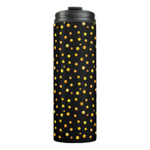 Goldene Konfetti auf Schwarz Thermosbecher