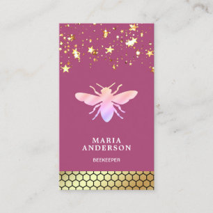 Goldene Konfetti-Bienenstock Rosa Honigbiene Imker Visitenkarte