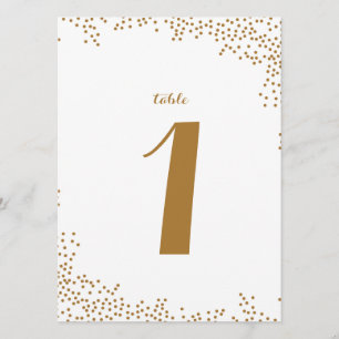 Goldene Konfetti-Hochzeitstischnummern Einladung