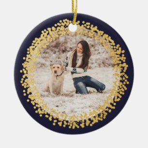 Goldene Konfetti-Kreis-Foto-Verzierung aus falsche Keramik Ornament