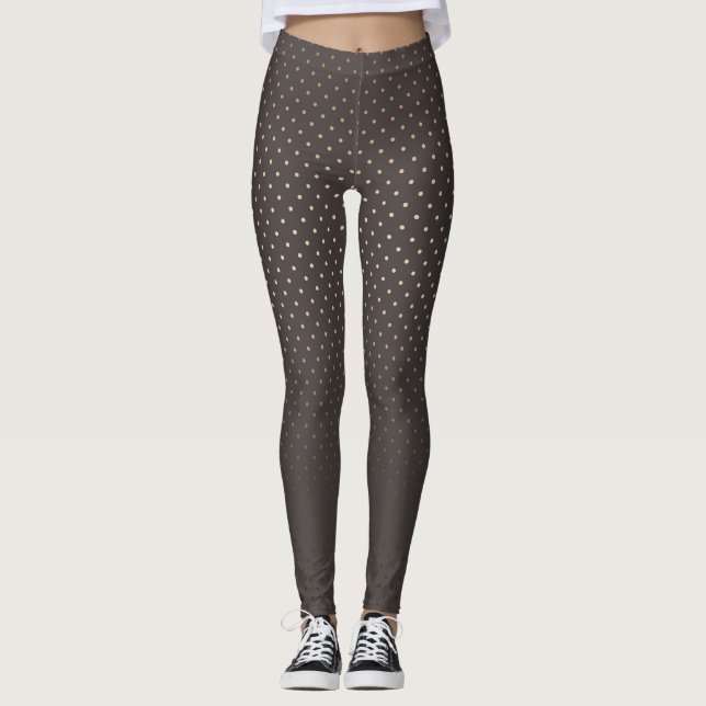 Goldene Konfetti-Kreise, braune Schokolade c Leggings (Vorderseite)