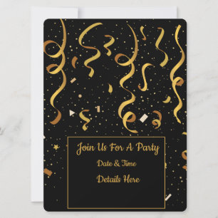 Goldene Konfetti-Party-Einladung  Einladung