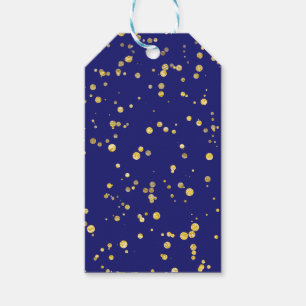 Goldene Konfetti-Punkte in Mitternachtsblau Geschenkanhänger