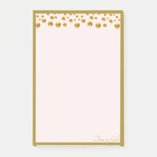 Goldene Konfetti und goldener Rahmen auf Elfenbein Post-it Klebezettel