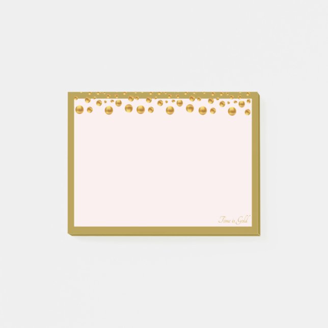 Goldene Konfetti und goldener Rahmen für Elfenbein Post-it Klebezettel (Vorderseite)