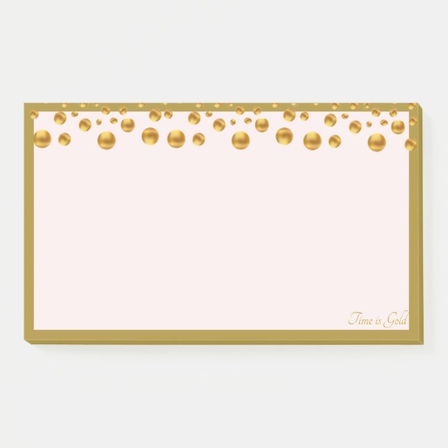 Goldene Konfetti und goldener Rahmen für Elfenbein Post-it Klebezettel (Vorderseite)