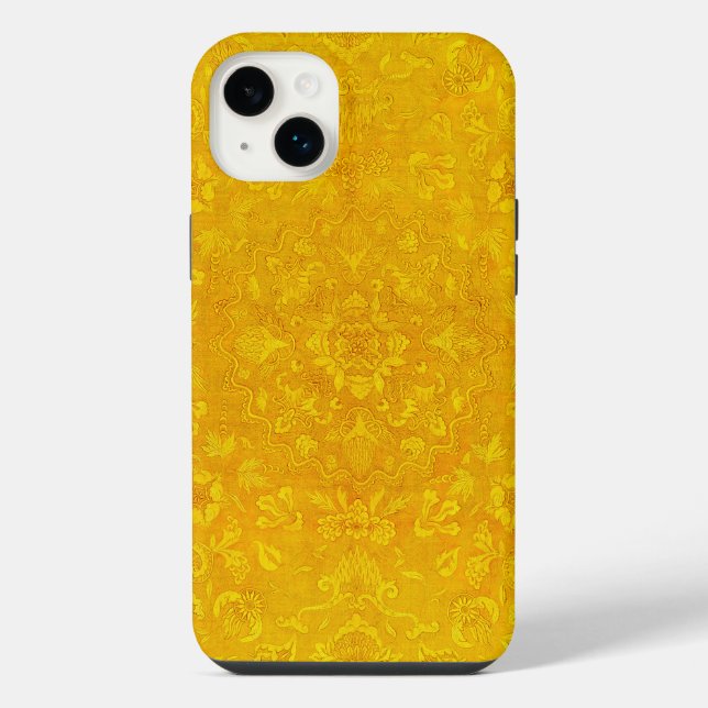 Goldene königliche Fliesen-Tapetenmuster  iPhone 14 Plus Hülle (Rückseite)