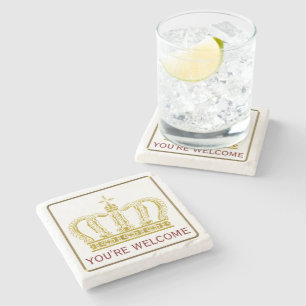 Goldene königliche Krone + Ihr backgr. u. Ideen Steinuntersetzer