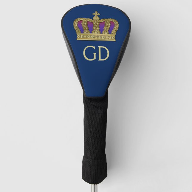 Goldene königliche Krone IV + Ihr backgr. u. Ideen Golf Headcover (Vorderseite)