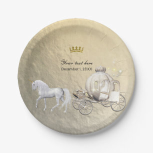 Goldene königliche Prinzessin Storybook-Kutsche & Pappteller