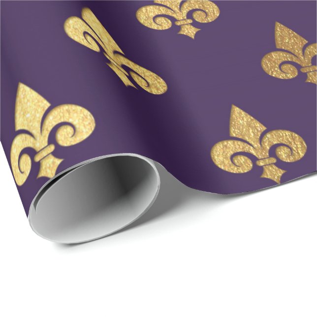 Goldene Königsfeier De Lise Ornament Heraldic Indi Geschenkpapier (Rolleneckpunkt)