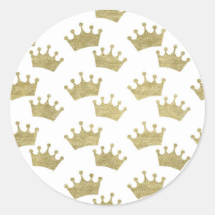 Goldene Königskronen Märchen Prinzessin Babyparty Runder Aufkleber