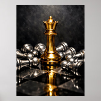 Goldene Königsschachfigur – Strategie, Macht & Sie Poster