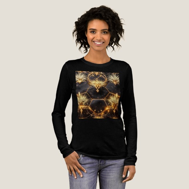 Goldene kosmische Geometrie Tri-Blend Shirt (Volle Vorderseite)