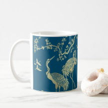 Goldene Krane Kunst, Blauer Hintergrund