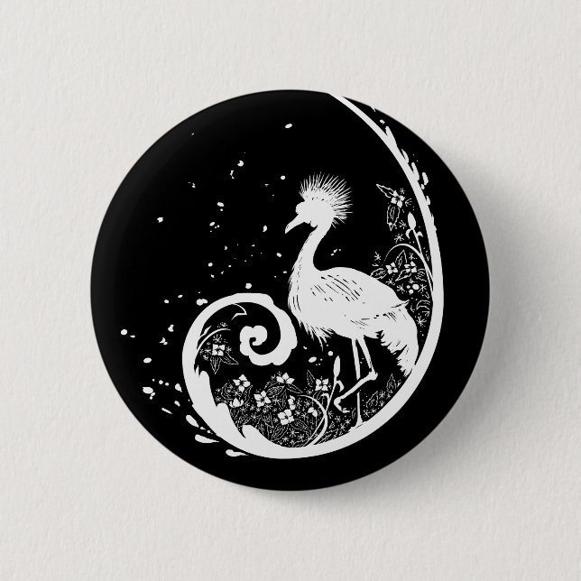 Goldene Kranich-Silhouette Button (Vorderseite)