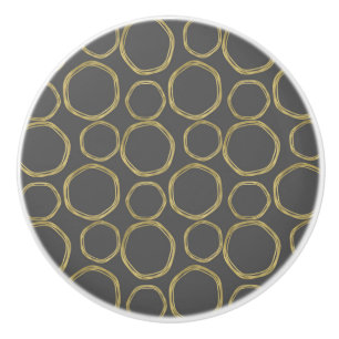 Goldene Kreise & Chic Graue Moderne Trendige Mode Keramikknauf