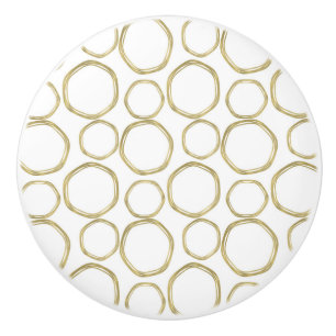 Goldene Kreise & Chic Weiße Moderne Trendige Mod Keramikknauf