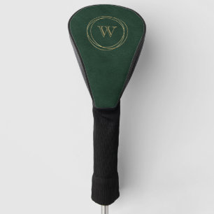 Goldene Kreise Dunkelgrünes Monogramm Golf Headcover