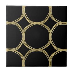 Goldene Kreise & Elegant Black Glam Chic Modern Fliese