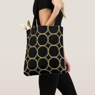 Goldene Kreise & Elegantes schwarzes modernes tren Tasche