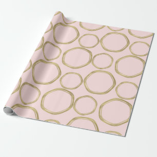 Goldene Kreise & Errötendes Rosa Modern Trendy Geschenkpapier