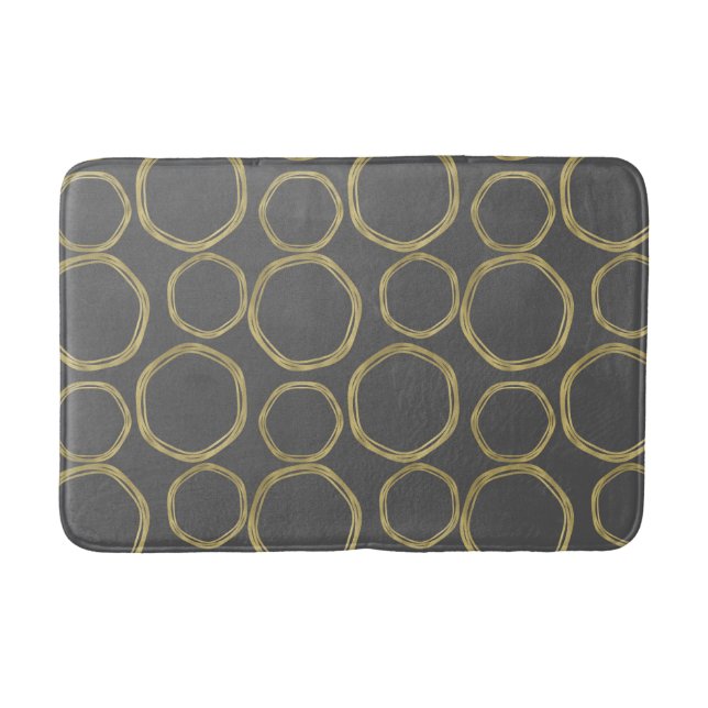 Goldene Kreise & Grau Moderne Trends Badematte (Vorderseite)