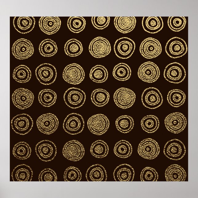 Goldene Kreise: Handgezeichnetes Muster Poster (Vorne)