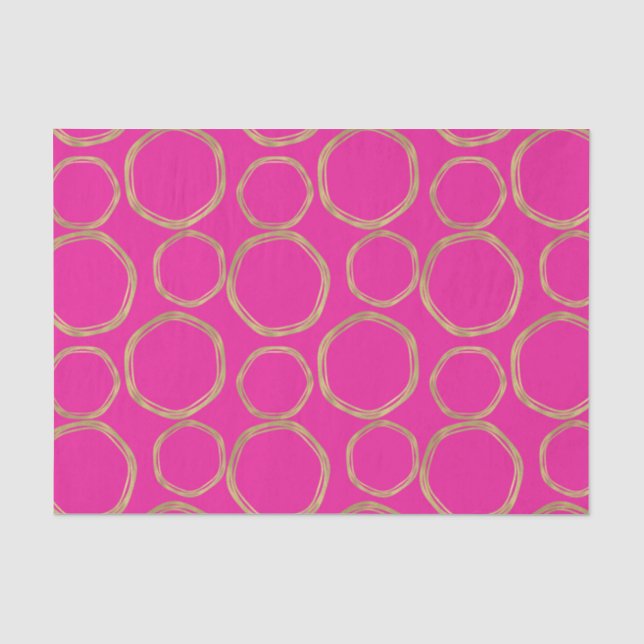 Goldene Kreise & Hot Pink Bright Bold Modern Seidenpapier (Vorderseite)