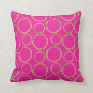 Goldene Kreise & Hot Pink Helle Moderne Trendige Kissen