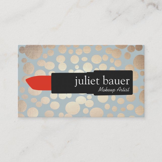 Goldene Kreise machen Künstler-Lipstick-Logo-Schön Visitenkarte (Vorderseite)