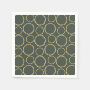 Goldene Kreise & Rustikales Olivgrün Modern Trendy Serviette
