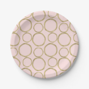 Goldene Kreise und errötendes Rosa Modern Trendy C Pappteller