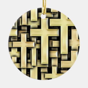 Goldene Kreuze Keramik Ornament