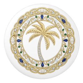 Goldene Kristallpalme 2D-Grafik Ozean Strandhaus Keramikknauf