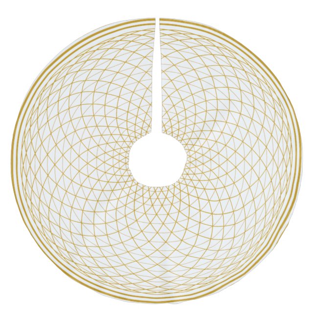 Goldene Krone Chakra Mandala auf Weiß Polyester Weihnachtsbaumdecke (Vorderseite)