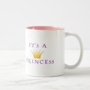 Goldene Krone "es ist eine Prinzessin" mit Zweifarbige Tasse