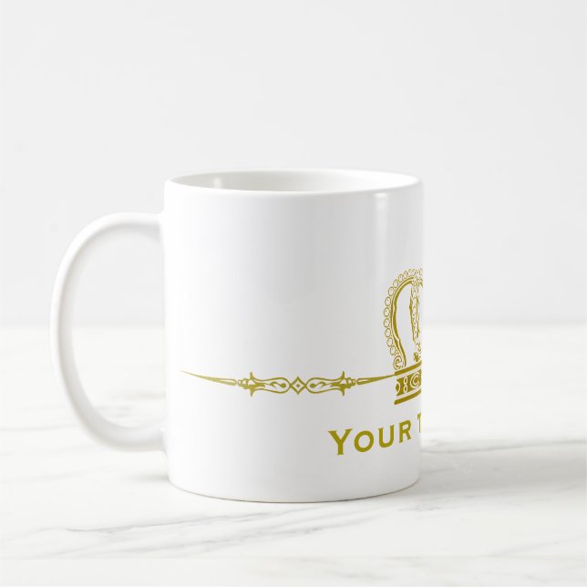 Goldene Krone + Ihr Text Kaffeetasse (Links)