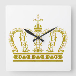 Goldene Krone + Ihre Ideen Quadratische Wanduhr