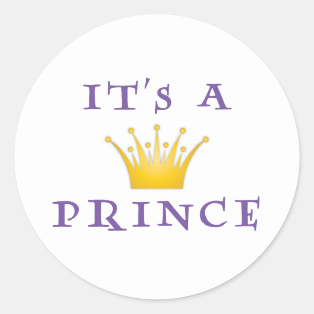 Goldene Krone "It's a Prince" mit Zauberer Schrift Runder Aufkleber (Vorderseite)