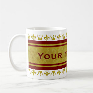 Goldene Krone & Lily Border + Ihr Text Kaffeetasse