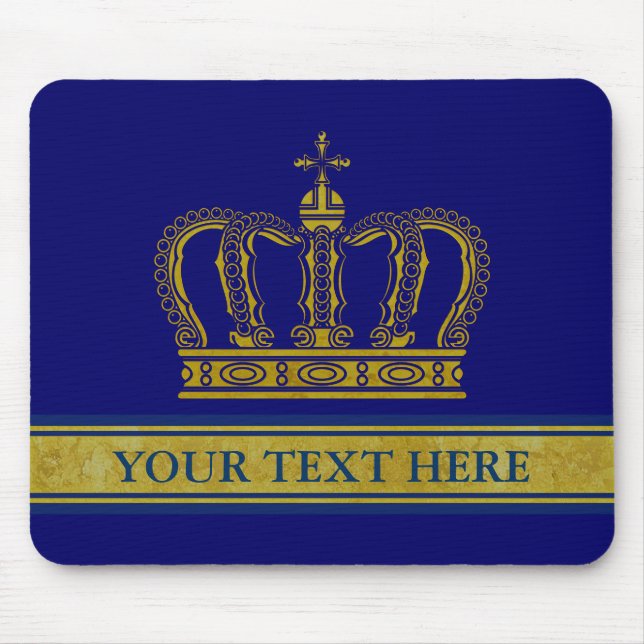 Goldene Krone + Text und Hintergrund Mousepad (Vorne)
